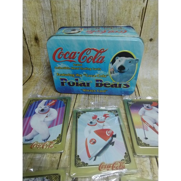 Vintage Coca-Cola Collectible Metal Trading Cards in Tin (lvb) - Picture 4 of 8